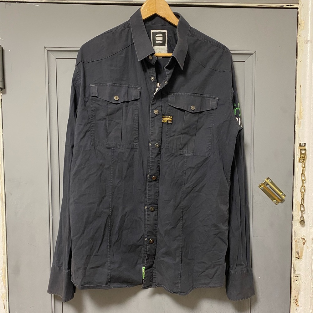 G-Star Raw Navy Utility Shirt Jacket - Fits Like Size M